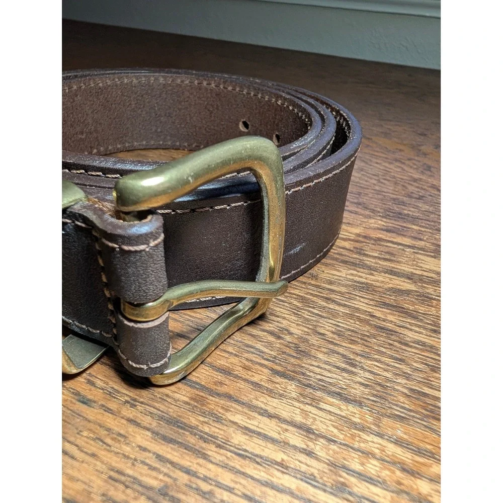 Carhartt Leather Belt Mens 44 Brown Like New Top Grain English Bridle Brass